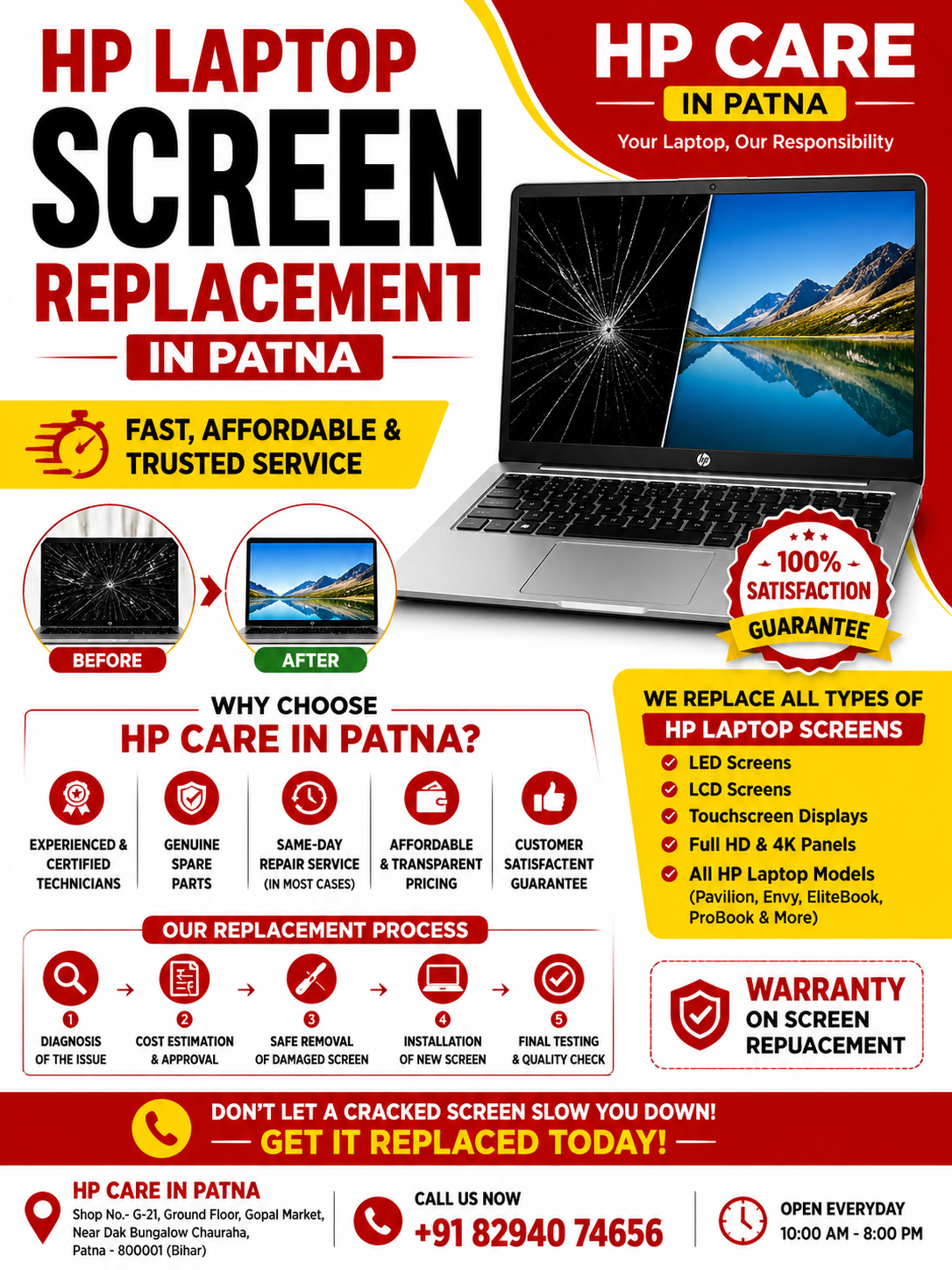 HP Laptop Screen Replacement in Patna – HP Care in Patna