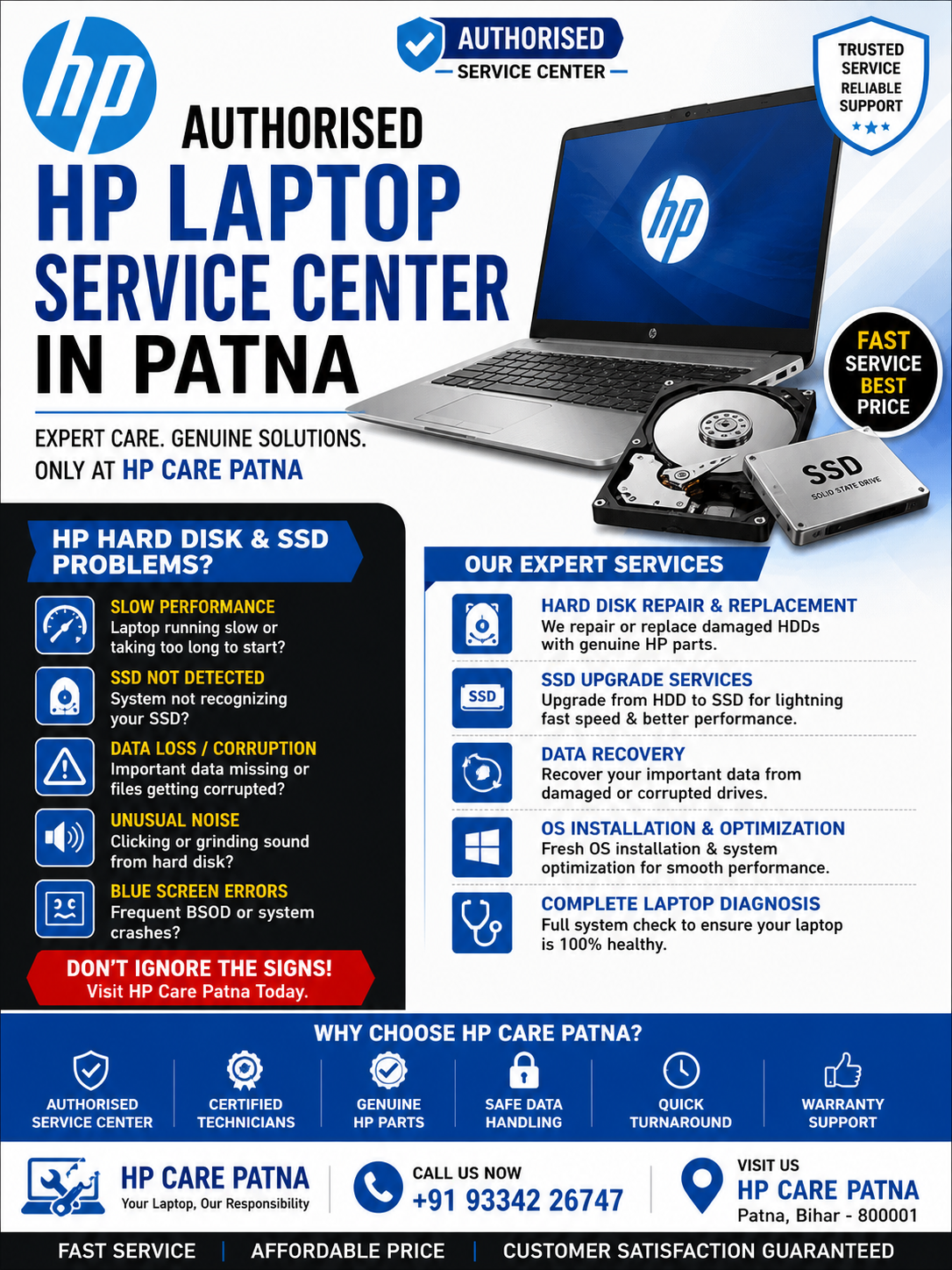 Authorised HP Laptop Service Center in Patna 