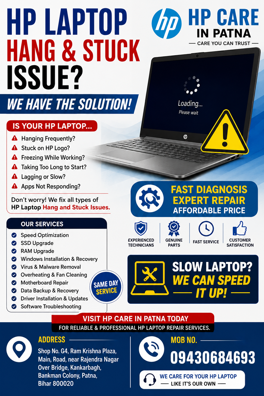HP Laptop Hang and Stuck Issue in Patna