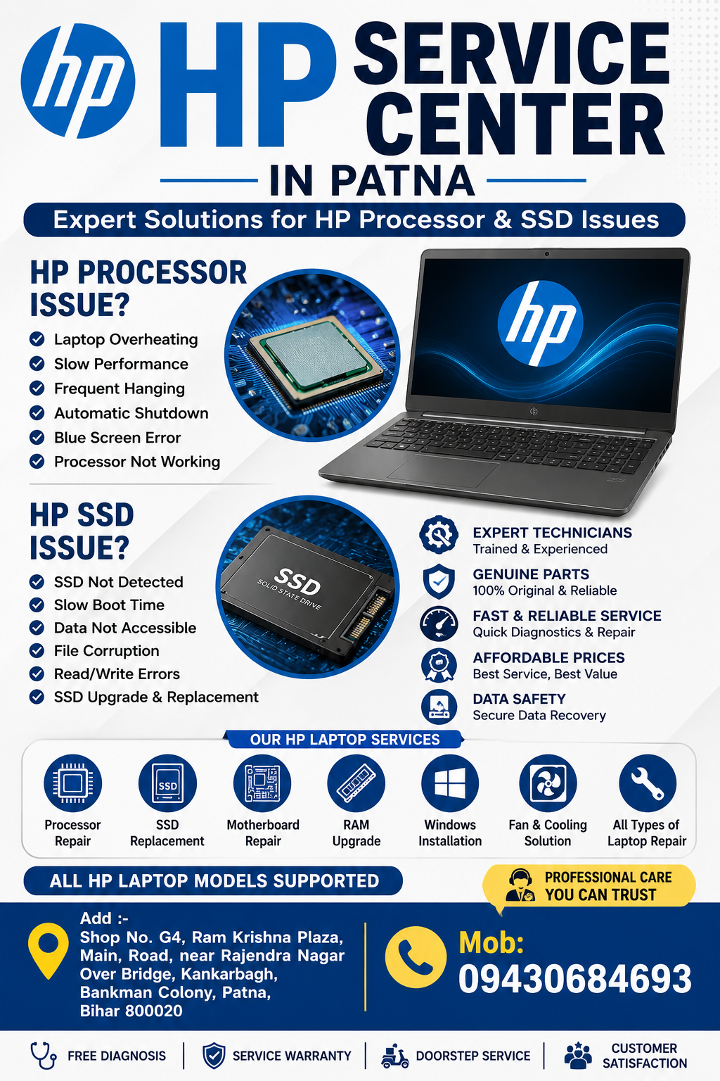 HP Service Center in Patna – Expert Solutions for HP Processor & SSD Issues